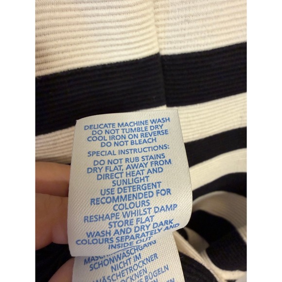 Boden Black White Striped Knit‎ Cap Sleeve Fit Flare Dress - Picture 4 of 7